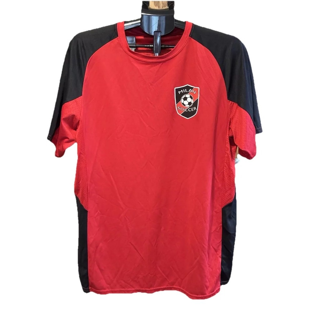 Milan Soccer Jersey Size Large Red And Black Short Sleeves Uniform